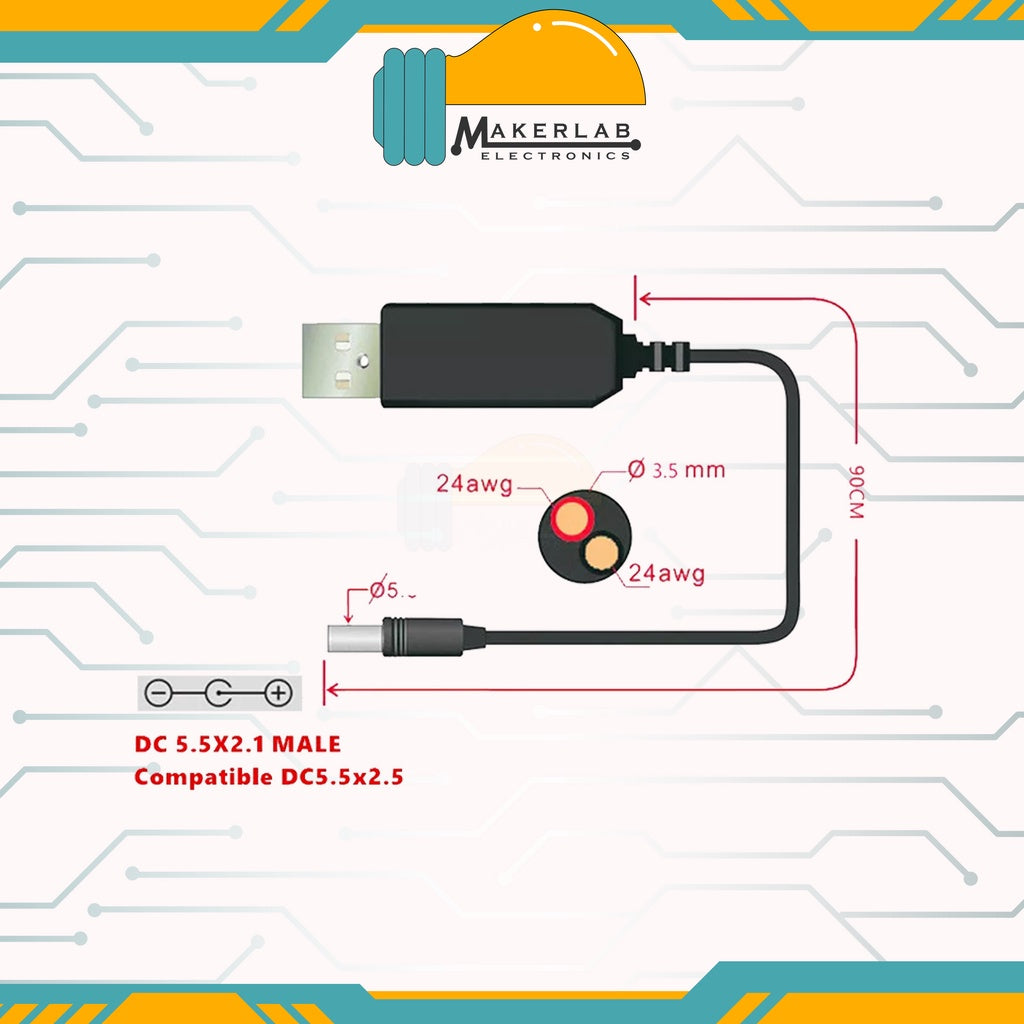 WiFi to Powerbank Cable DC 5V to 9V USB Cable Boost Converter Step-up Cord for Wifi Router Modem