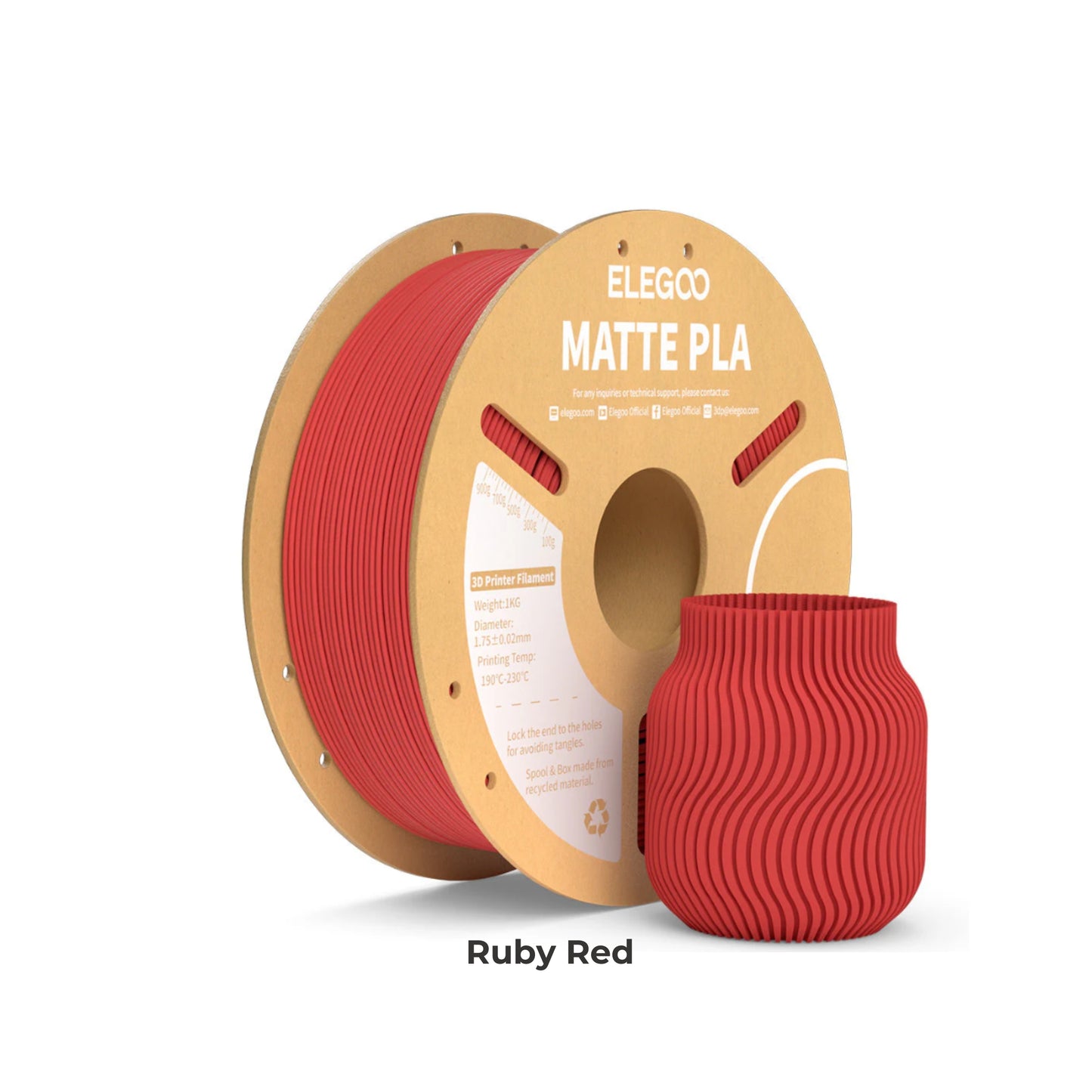 Elegoo PLA Matte 3D Printer Filament 1.75mm 1KG