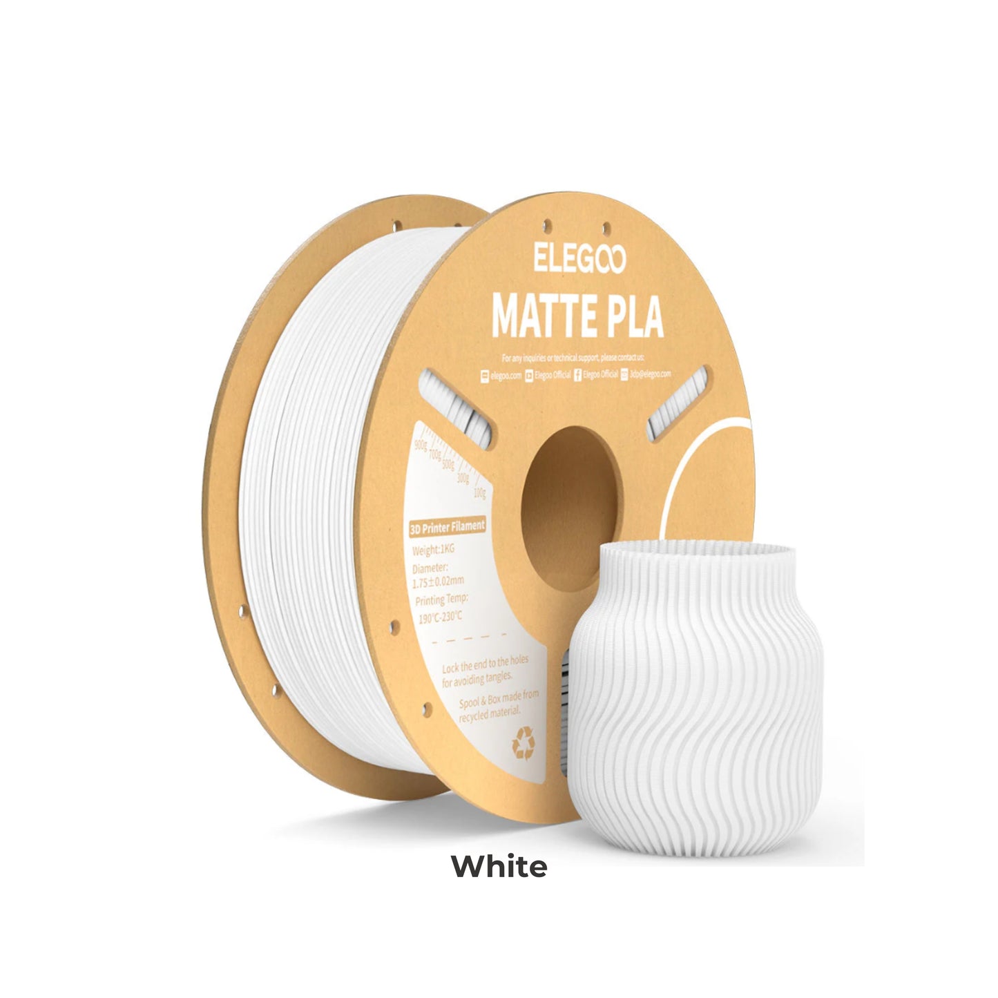 Elegoo PLA Matte 3D Printer Filament 1.75mm 1KG