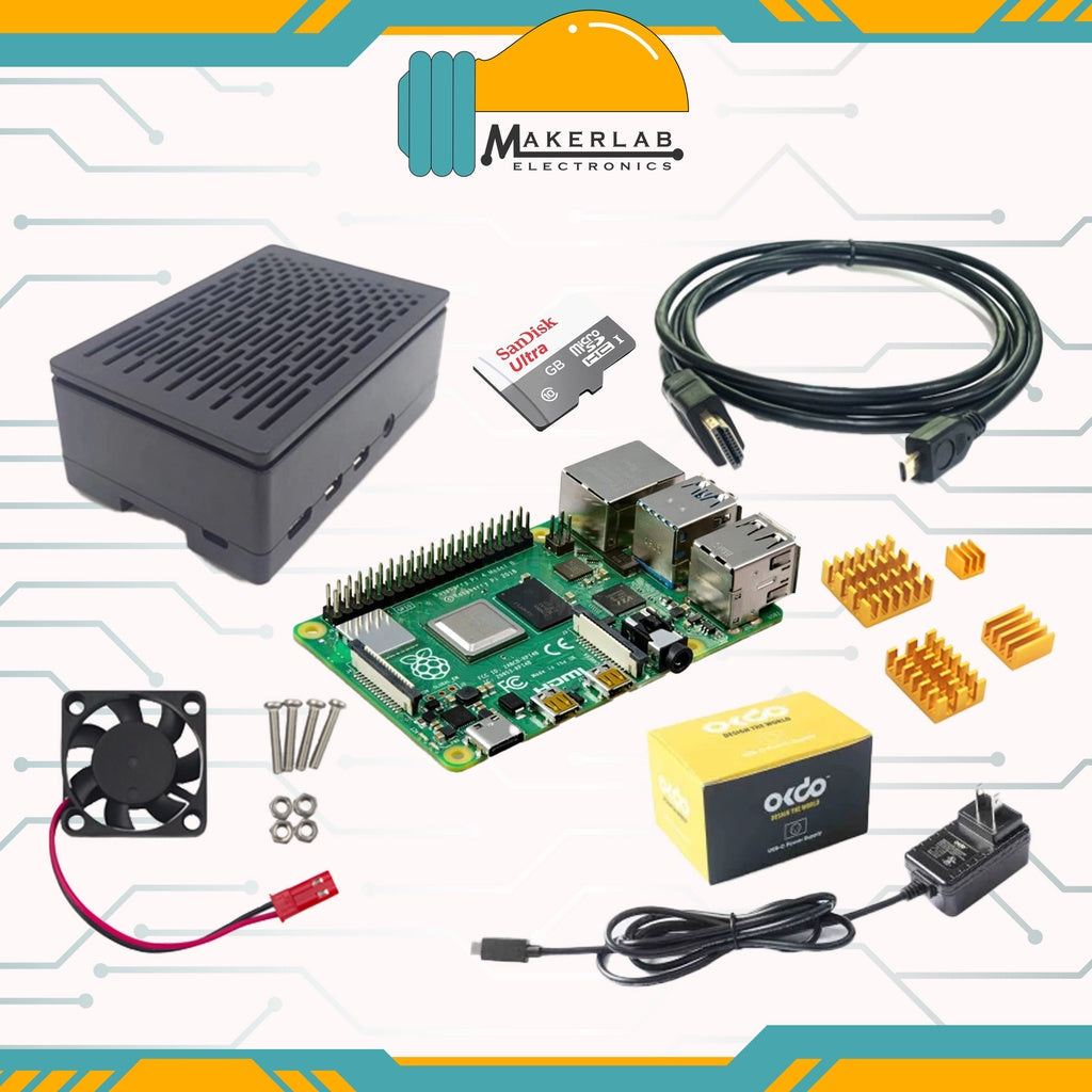 Raspberry Pi 4 Model B 8GB RAM Starter Kit OKdo Kit__ DualFan OfficialPSU - 32GB