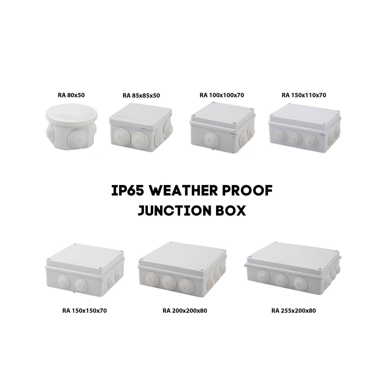 CCTV Outdoor Junction Box IP65 IP55 IP44 Weather Water Proof Enclosure with Rubber Gasket & Screws RA Series
