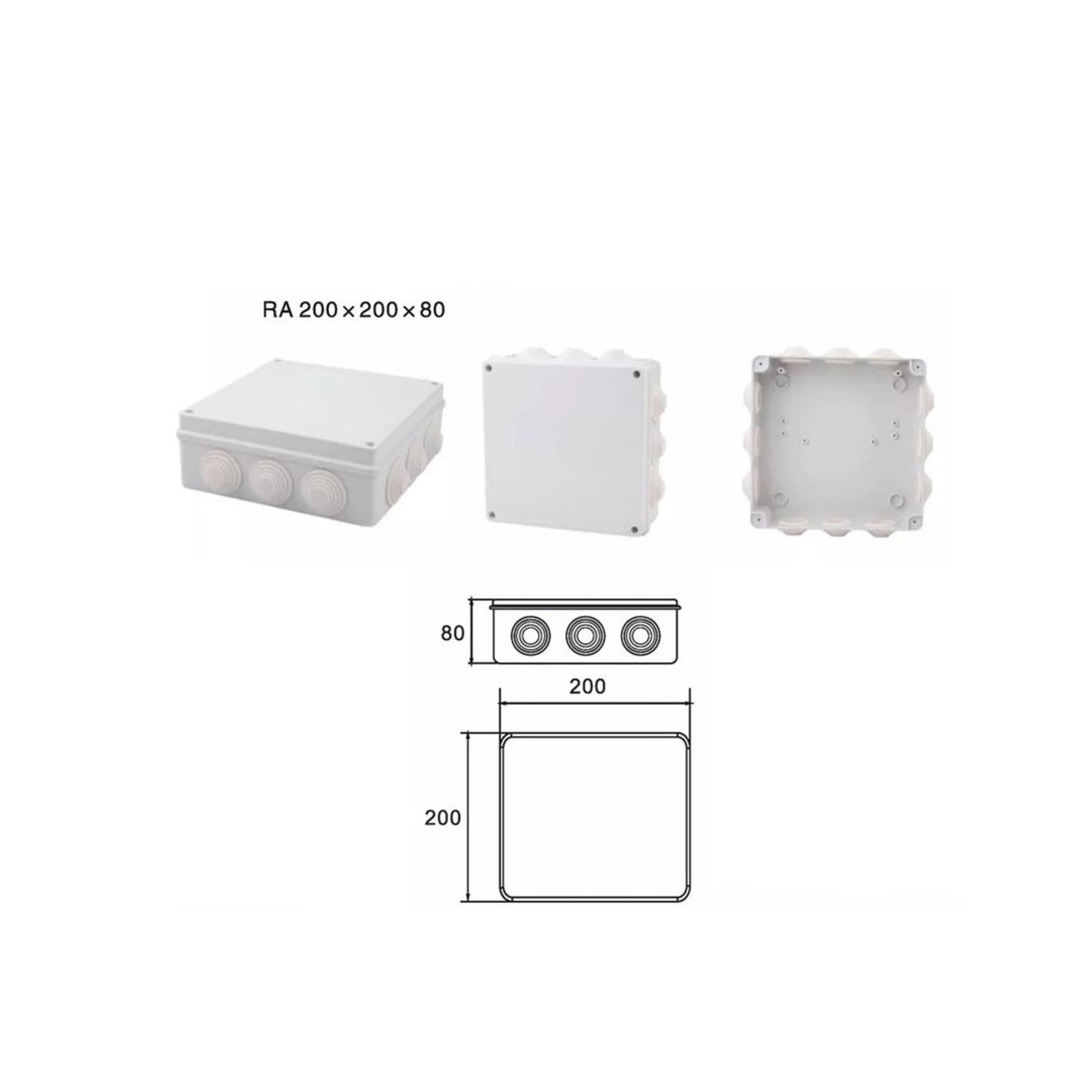 CCTV Outdoor Junction Box IP65 IP55 IP44 Weather Water Proof Enclosure with Rubber Gasket & Screws RA Series
