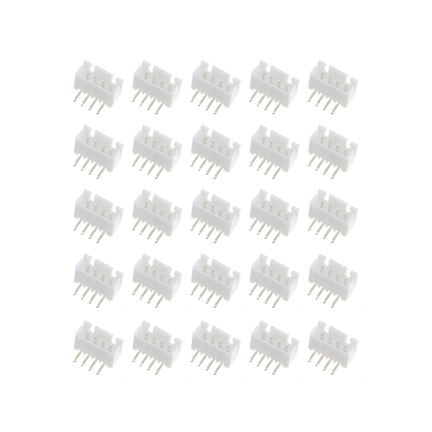 25 pcs 4-Pin Right Angle JST XH Shrouded Male Connector