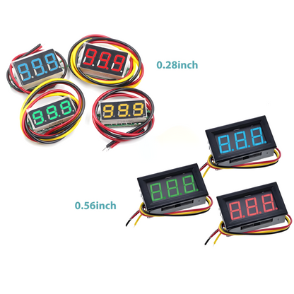 0.28in 0.56inch 0-30V | 3.5-30V | 0-100V Red Blue Green 2 / 3 Wire LED Display Digital DC Voltmeter