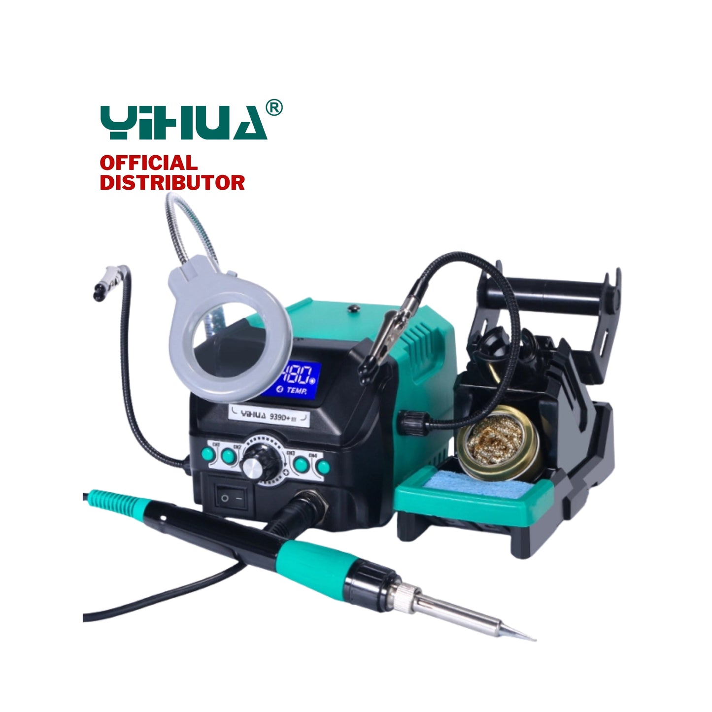 Yihua 939D+III Soldering Station with Helping Hands and Magnifying Lens