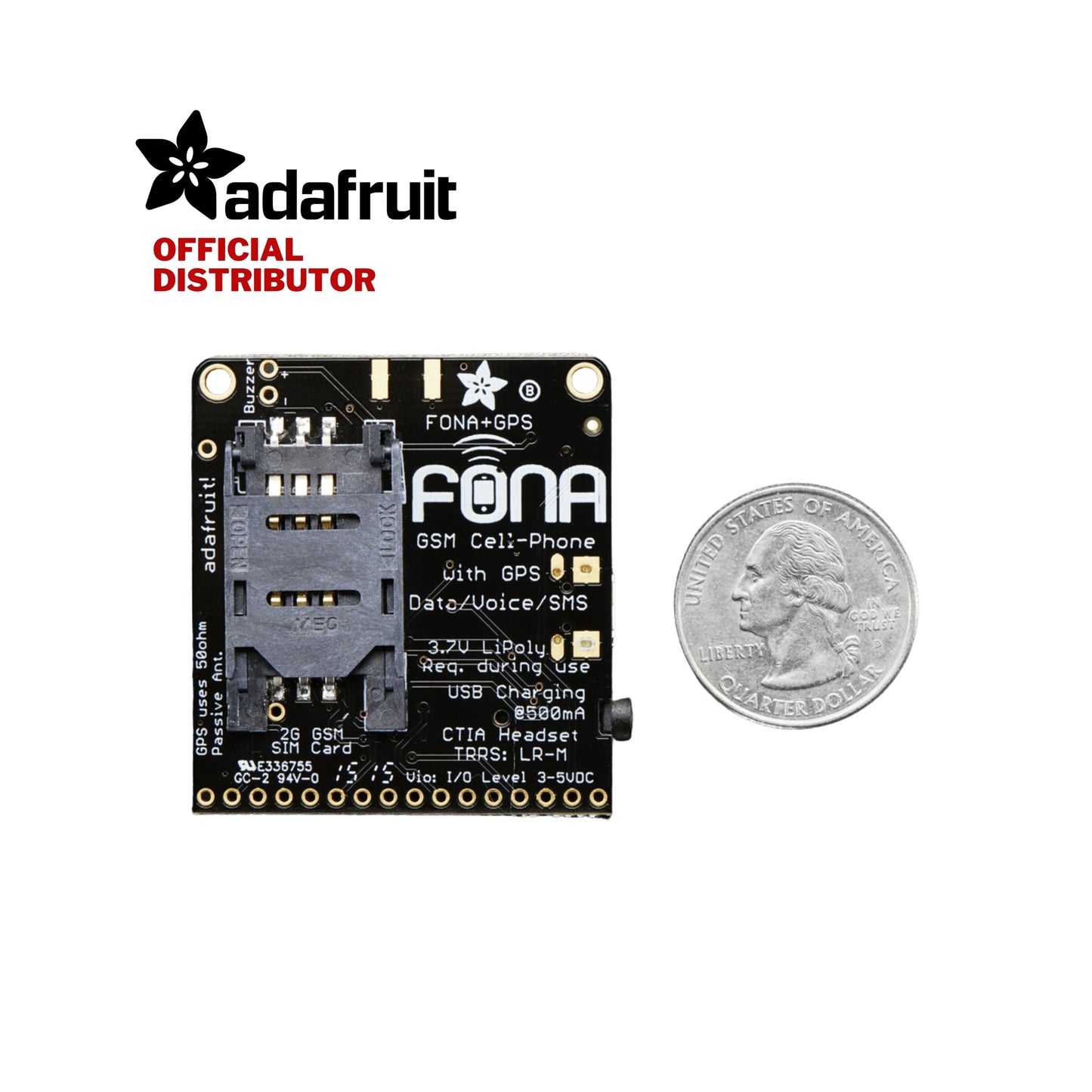 Adafruit FONA 808 - Mini Cellular GSM + GPS Breakout