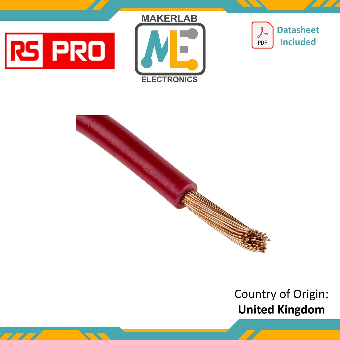 RS PRO Red 4 mm² Hook Up Wire, 12 AWG, 52/0.3 mm, 100m, PVC Insulation