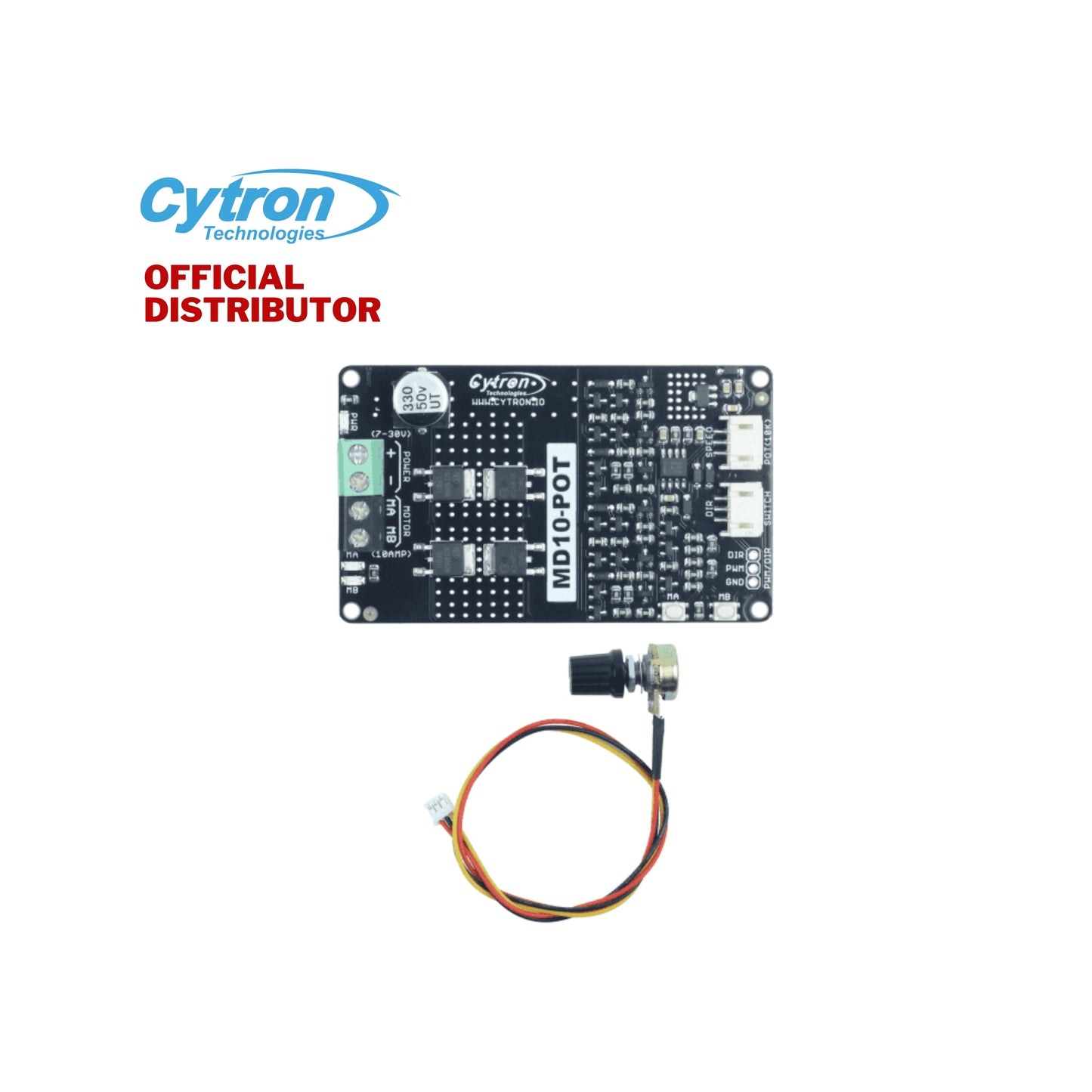 Cytron 10 Amp 7V-30V Potentiometer & Switch Control DC Motor Driver