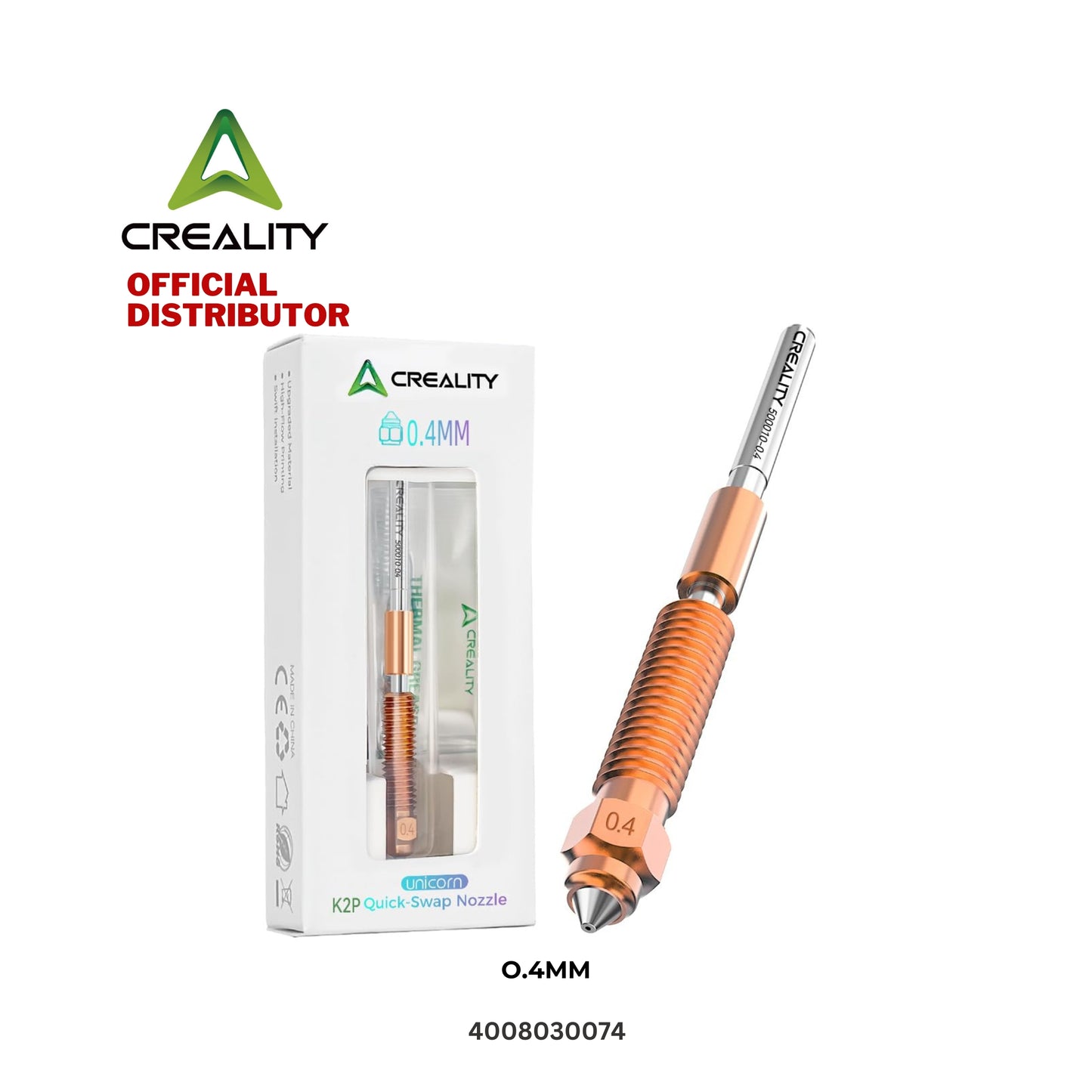 Creality Unicorn K2P Quick-Swap 0.4mm 0.6mm Nozzle for 3D Printer