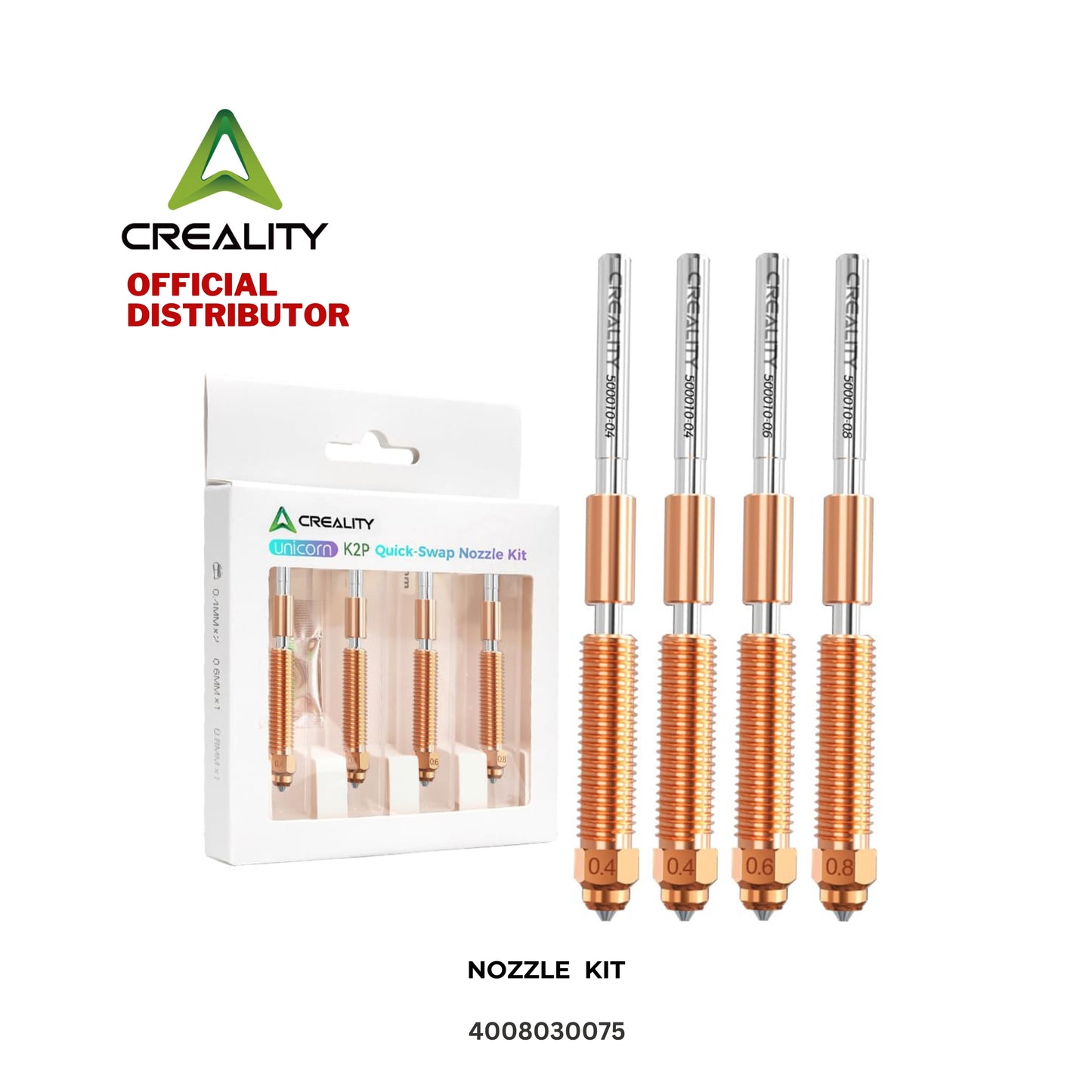 Creality Unicorn K2P Quick-Swap 0.4mm 0.6mm Nozzle for 3D Printer