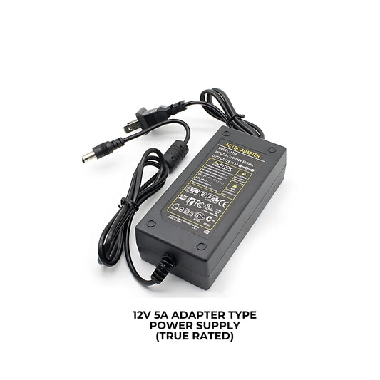12V 5A Adapter Type Power Supply True Rated