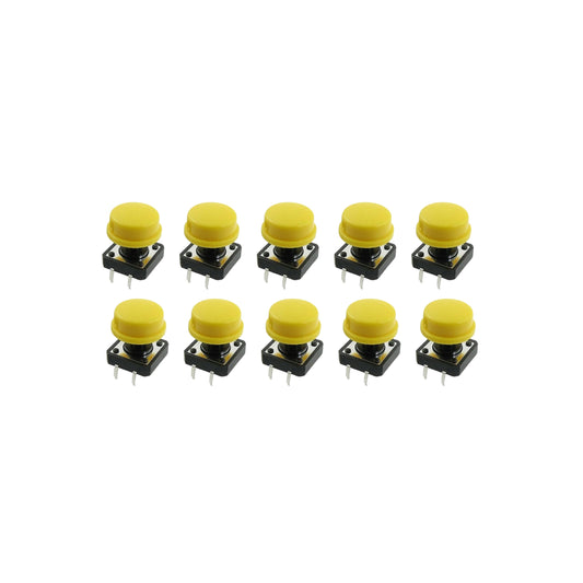 10 pcs 12mm Tactile Switch with Yellow Cap