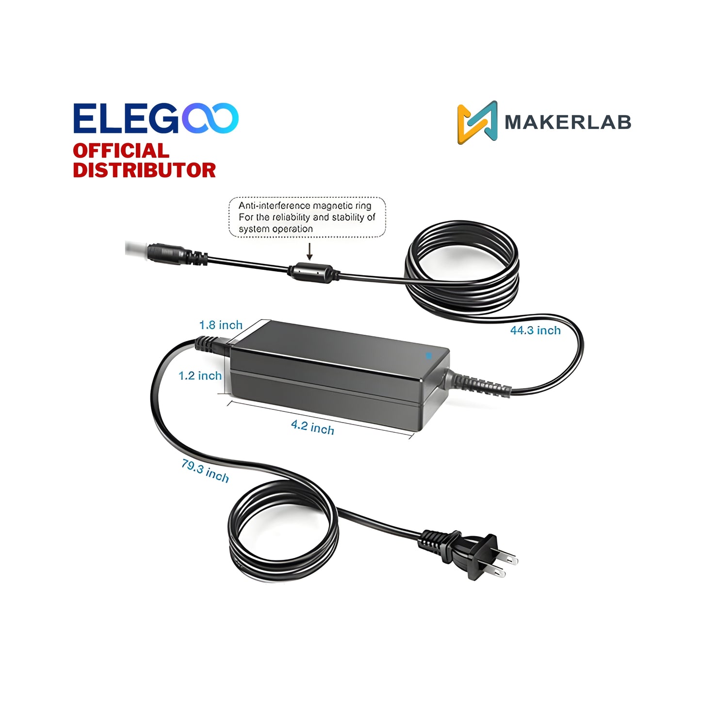 Elegoo Power Adapter 24V 7.5A 180W and Power Cord for Saturn 3 Ultra