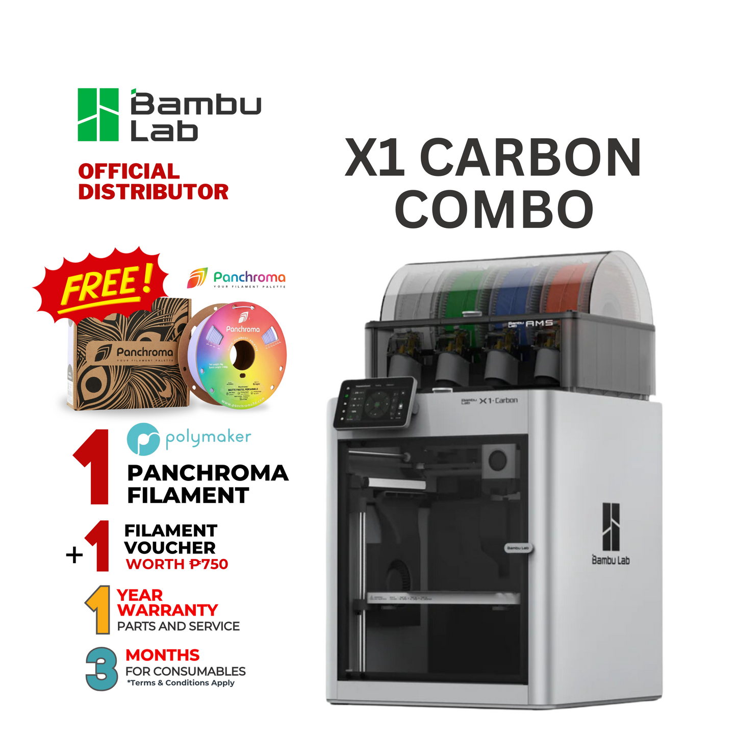Bambu Lab X1C Combo 3D Printer