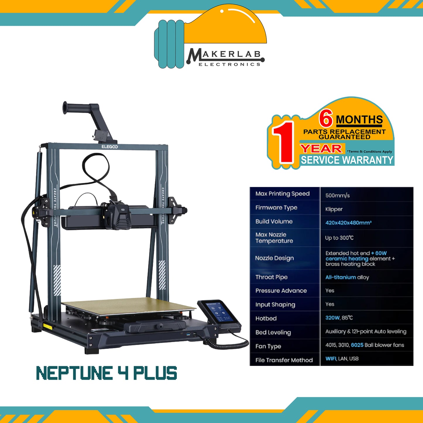 ELEGOO Neptune 4 Plus | Neptune 4 Max | High-Speed Fast FDM 3D Printer