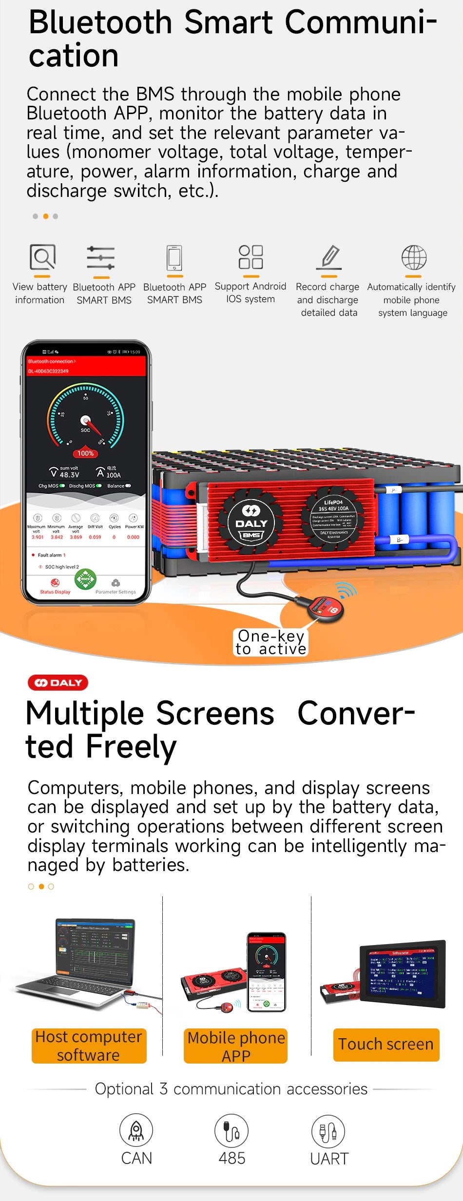 Daly NMC 16S 30A || 40A 60V Smart BMS BT CAN
