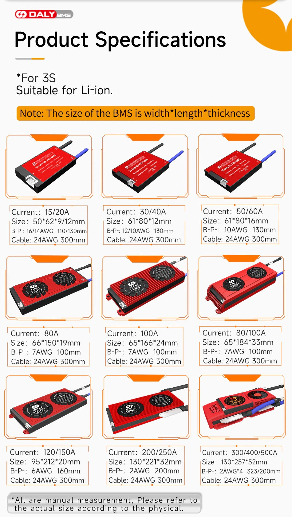 Daly NMC 3S | 6S | 16S 12V/24V/60V 20A | 30A | 60A Hardware BMS