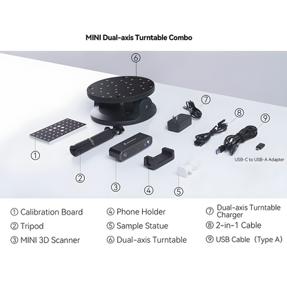 Revopoint Mini 3D Scanner Dual Axis Turntable Combo