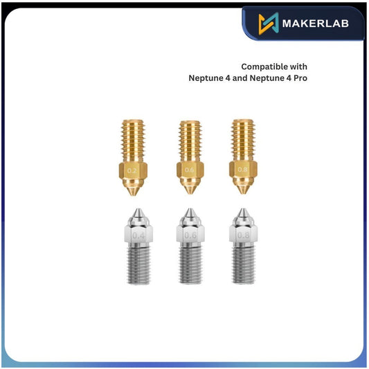 Elegoo Brass 0.2 0.6 0.8 Hardened Steel 0.4 0.6 0.8 Nozzle for Neptune 4 & Neptune 4 Pro 3D Printer