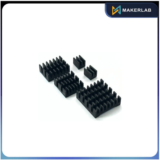 Black 5 in 1 Aluminum Heat Sink Set for Raspberry Pi 5