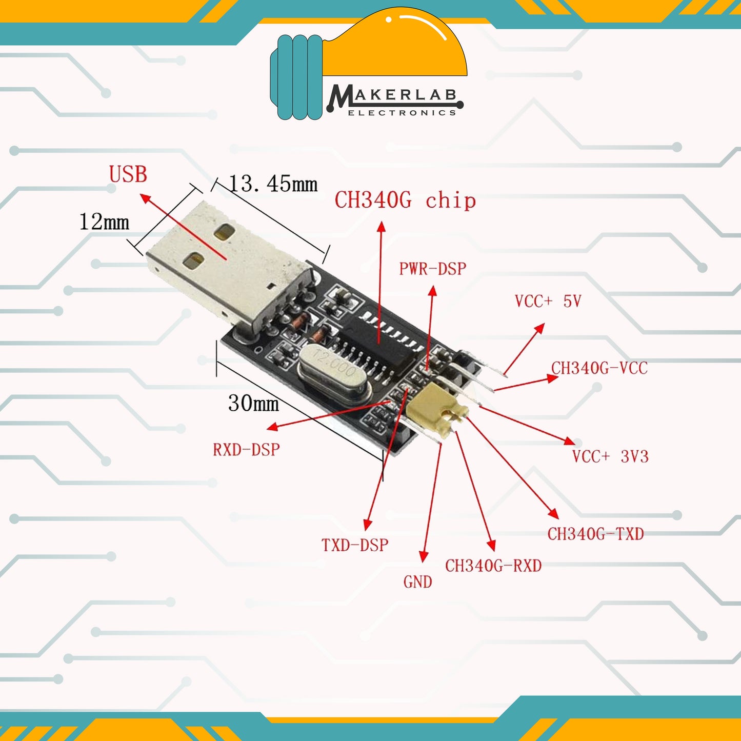 USB to TTL Serial Adapter CH340 Chip Converter Module