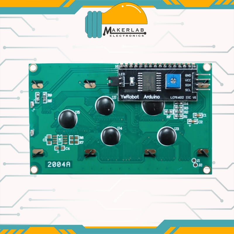 20x4 LCD Display I2C Black on Green