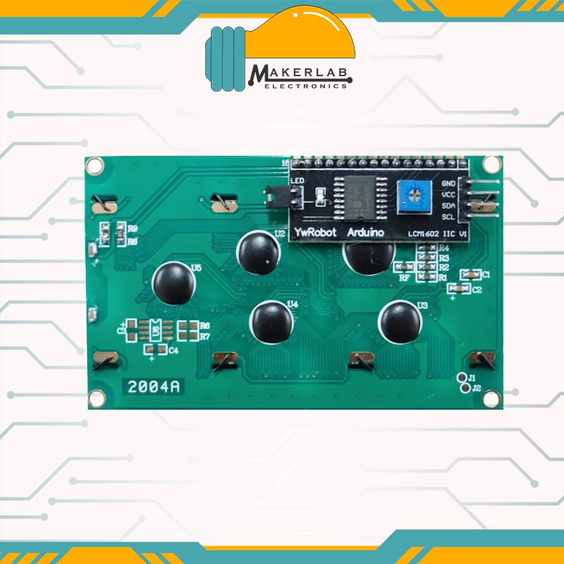 20x4 LCD Display I2C White on Blue