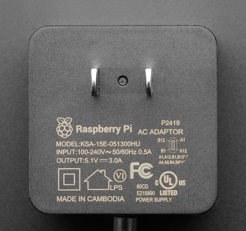 Official Raspberry Pi Power Supply 5.1V 3A USB C