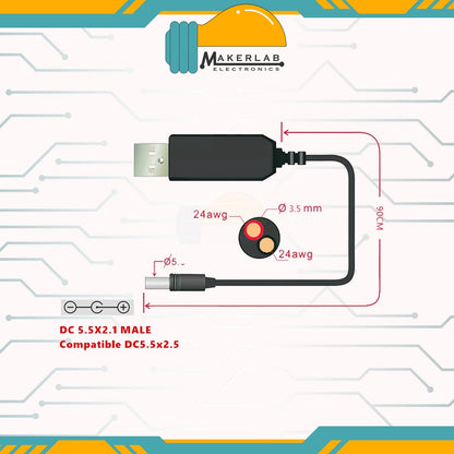 WiFi to Powerbank Cable DC 5V to 9V USB Cable Boost Converter Step-up Cord for Wifi Router Modem