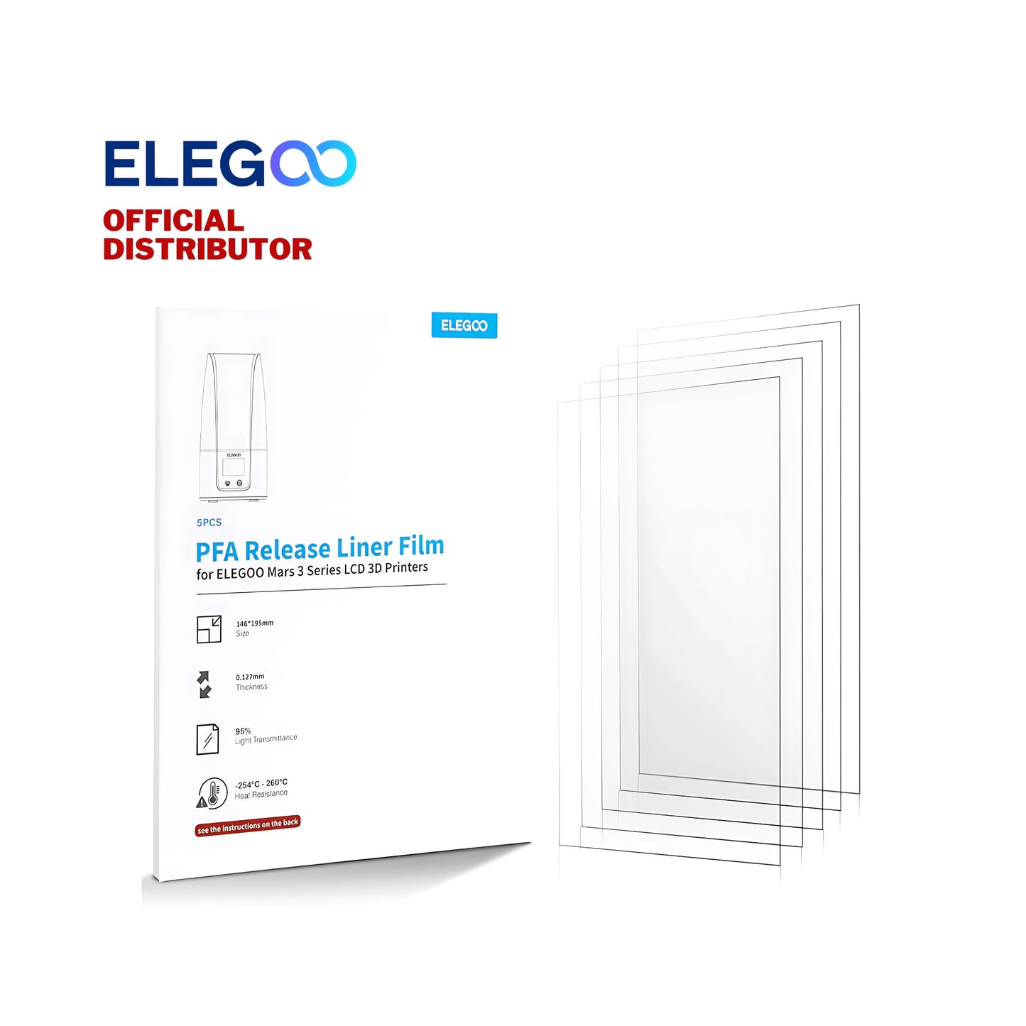 Elegoo 5pcs PFA Release Liner Film for Mars 3 / Mars 3 Pro 3D Printer