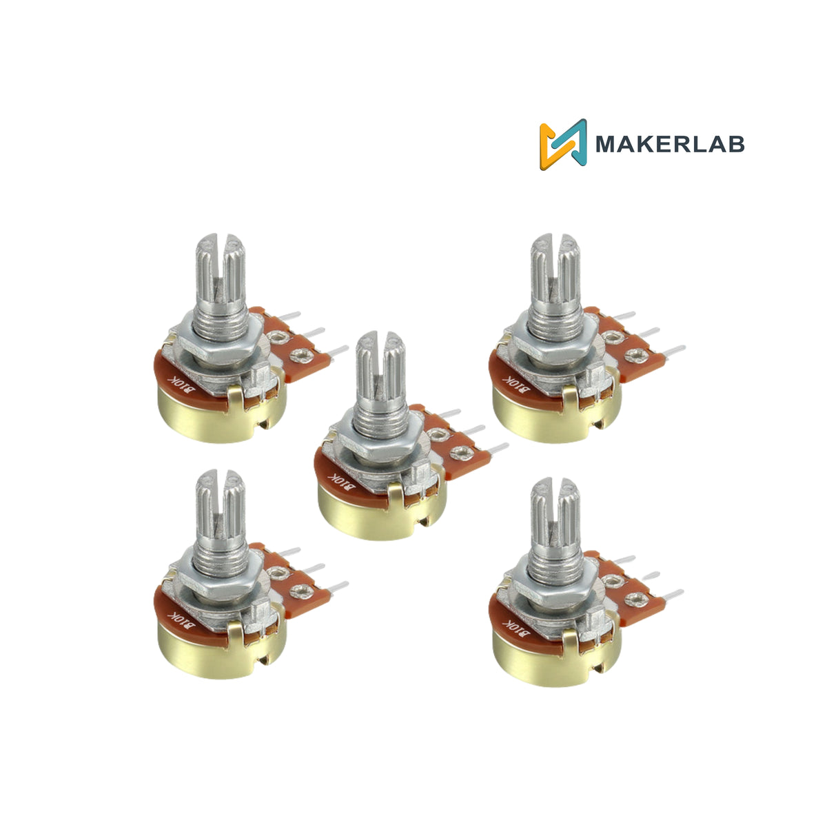 Lot De 5 Potentiomètres B10K 10K Ohm Linéaires 6 Broches - Uxcell, Réglage Rotatif, Neuf