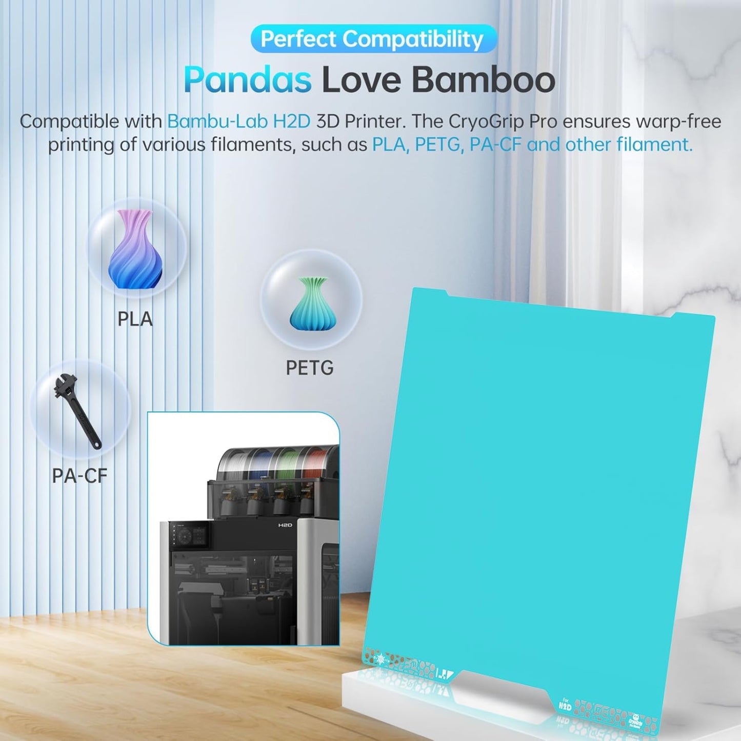 BIQU Panda Build Plate CryoGrip Pro for Bambu H2D Printer - Glacier