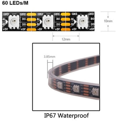 5V WS2813 Neopixel Programmable RGB LED Strip 60 LEDs/M IP65 IP67 4 Wires - 1 Roll of 5 meters