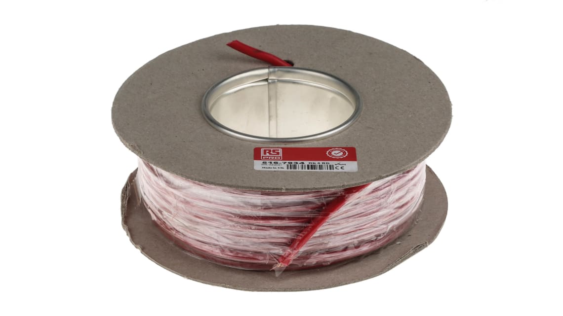 RS PRO Red 6 mm² Hook Up Wire, 9 AWG, 80/0.3mm, 25m, PVC Insulation
