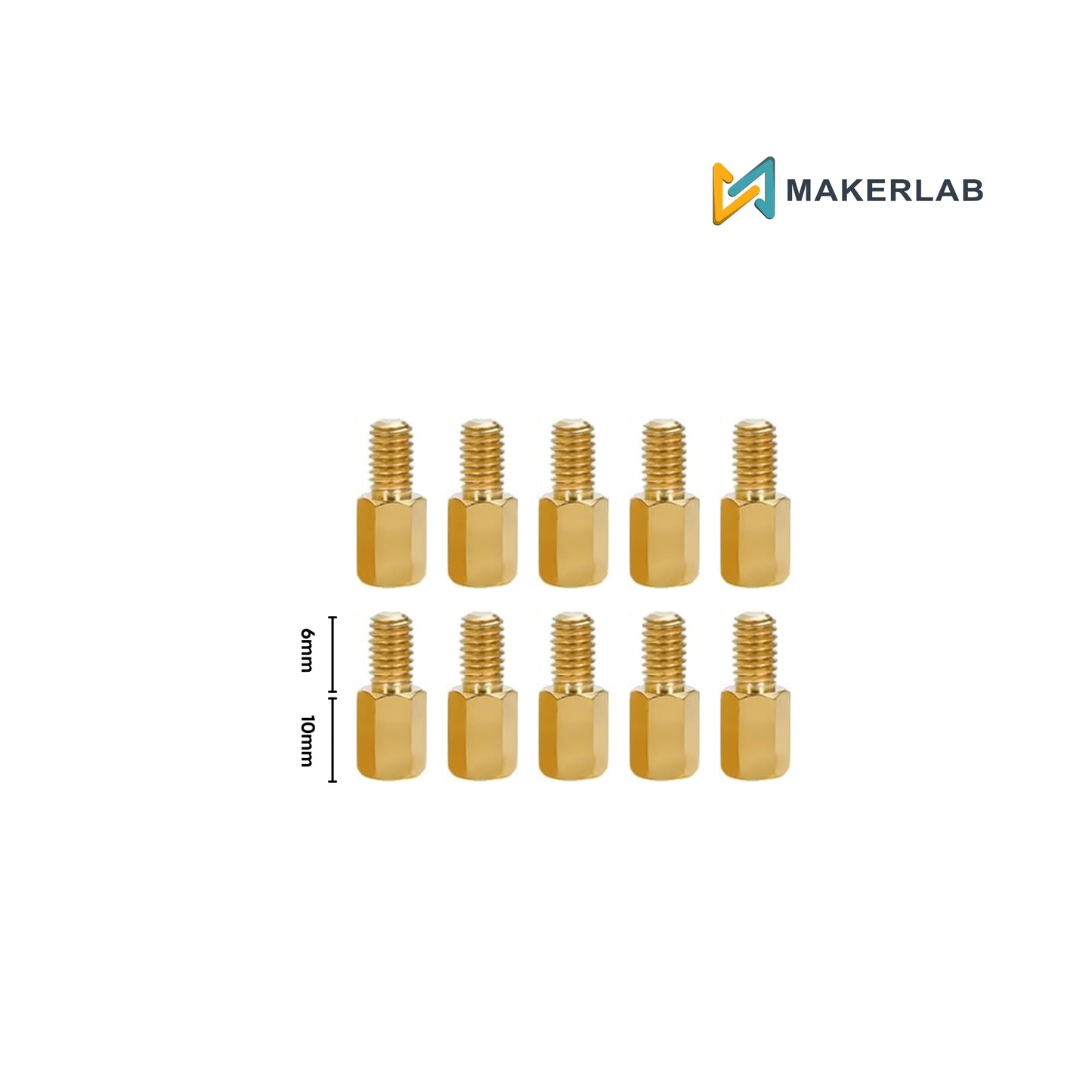 10pcs Male to Female Brass Standoff m3x10+6