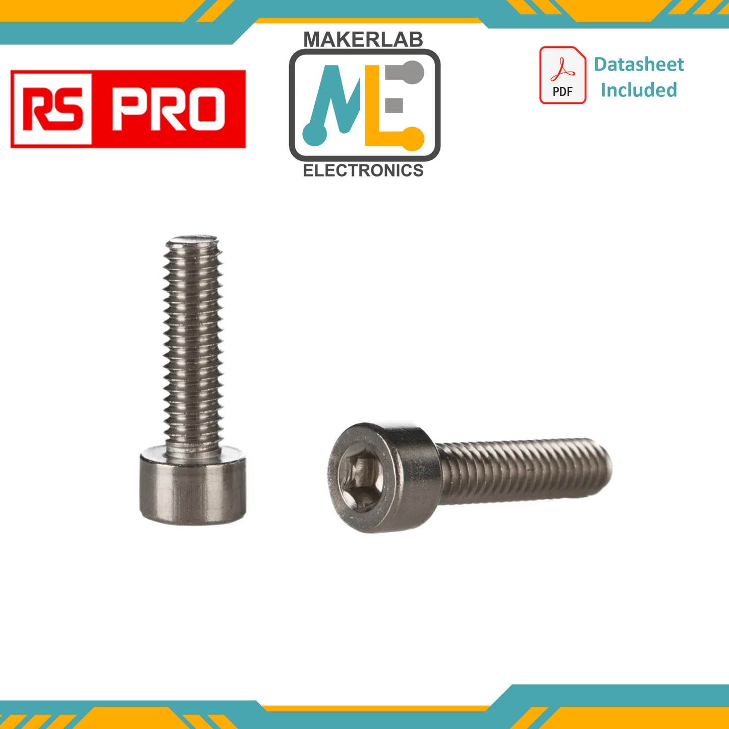 RS PRO Plain Stainless Steel Hex Socket Cap Screw, DIN 912, M3 x 10mm
