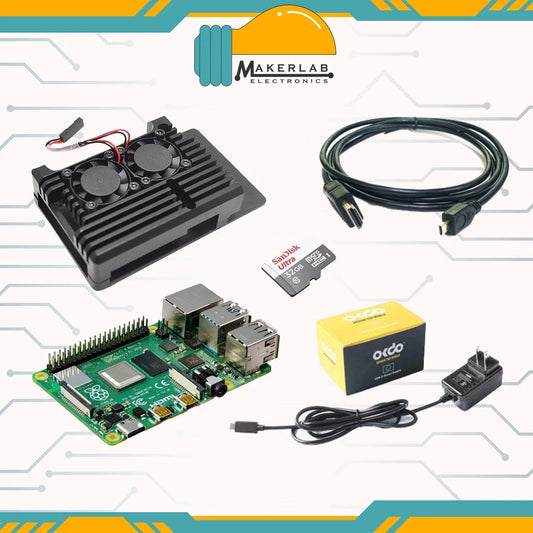 Raspberry Pi 4 Model B 8GB RAM Starter Kit OKdo Kit__ DualFan OKdoPSU - 32GB SD Card