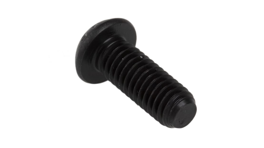 RS PRO Black, Self-Colour Steel Hex Socket Button Screw, ISO 7380, M6 x 16mm