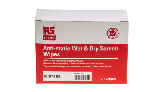 RS PRO Wet Screen Wipes, Box of 20 | 217-3885