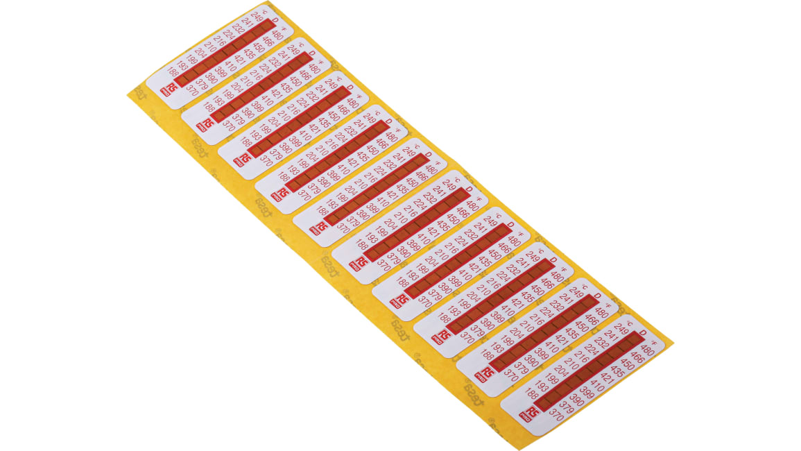 RS PRO Non-Reversible Temperature Sensitive Label, 188°C to 249°C, 10 Levels