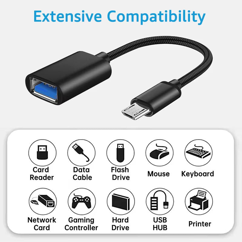 Micro USB to USB Female OTG Cable