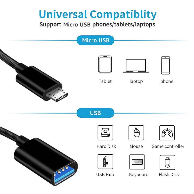 Micro USB to USB Female OTG Cable