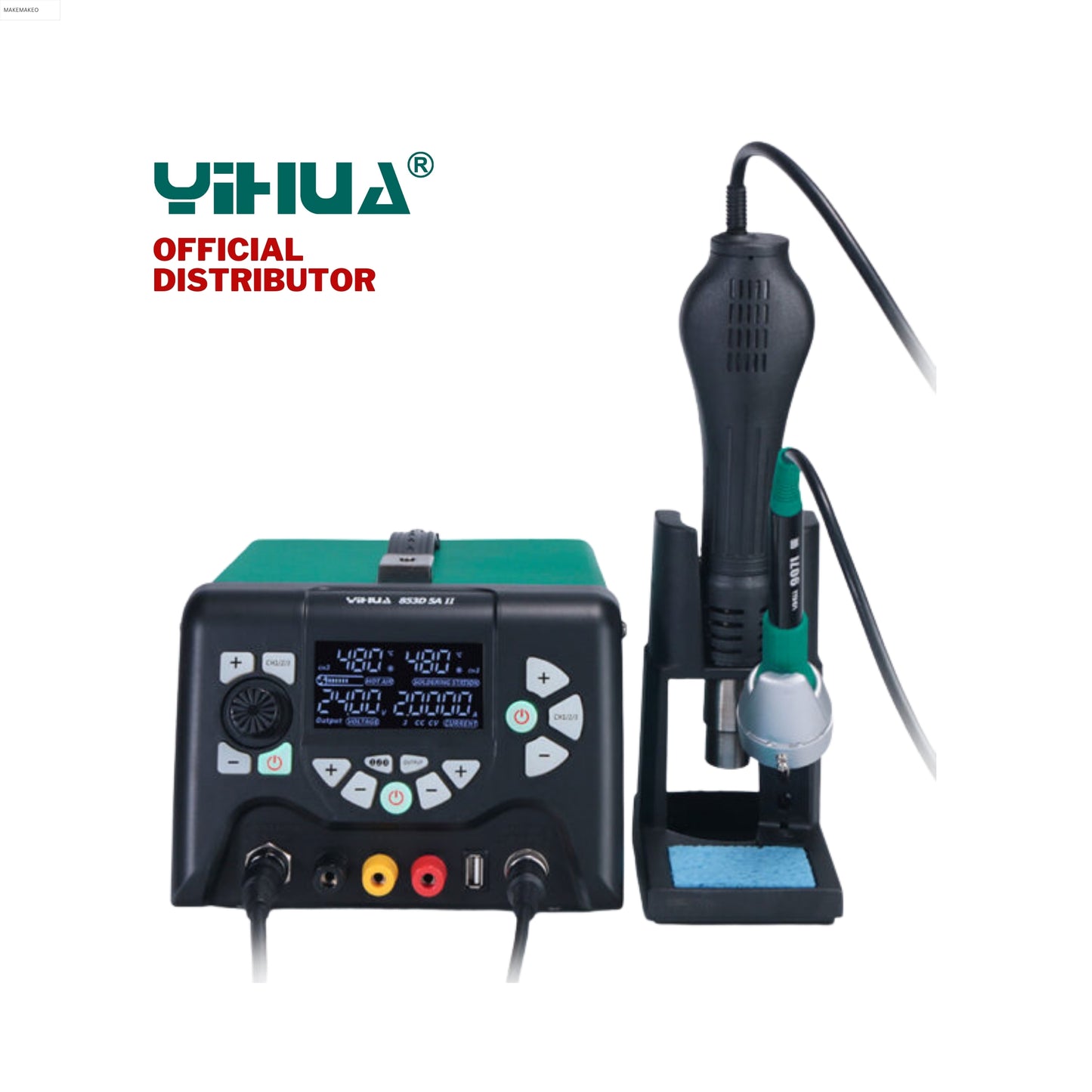 Yihua 853D5A-II 3 in 1 Soldering Rework Station with Hot Air Heat Gun and Soldering Iron