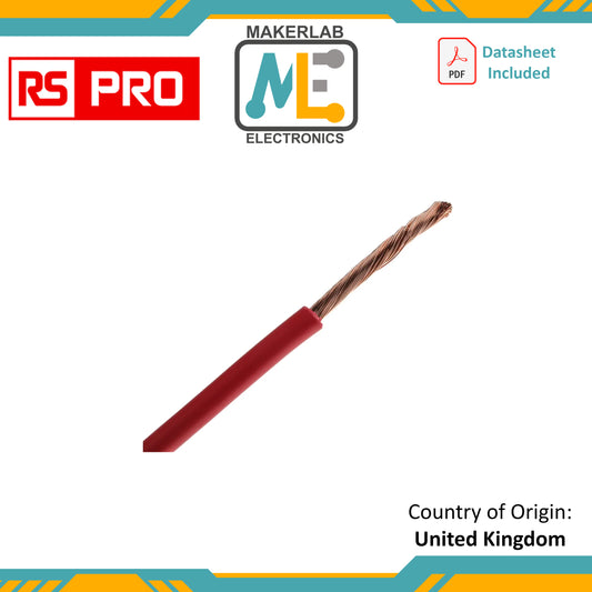 RS PRO Red 6 mm² Hook Up Wire, 9 AWG, 80/0.3mm, 25m, PVC Insulation