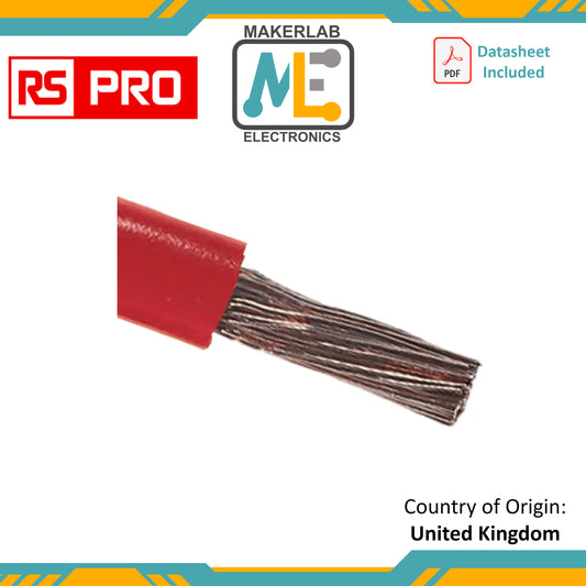 RS PRO Red 25 mm² Hook Up Wire, 4 AWG, 196/0.4 mm, 100m, PVC Insulation
