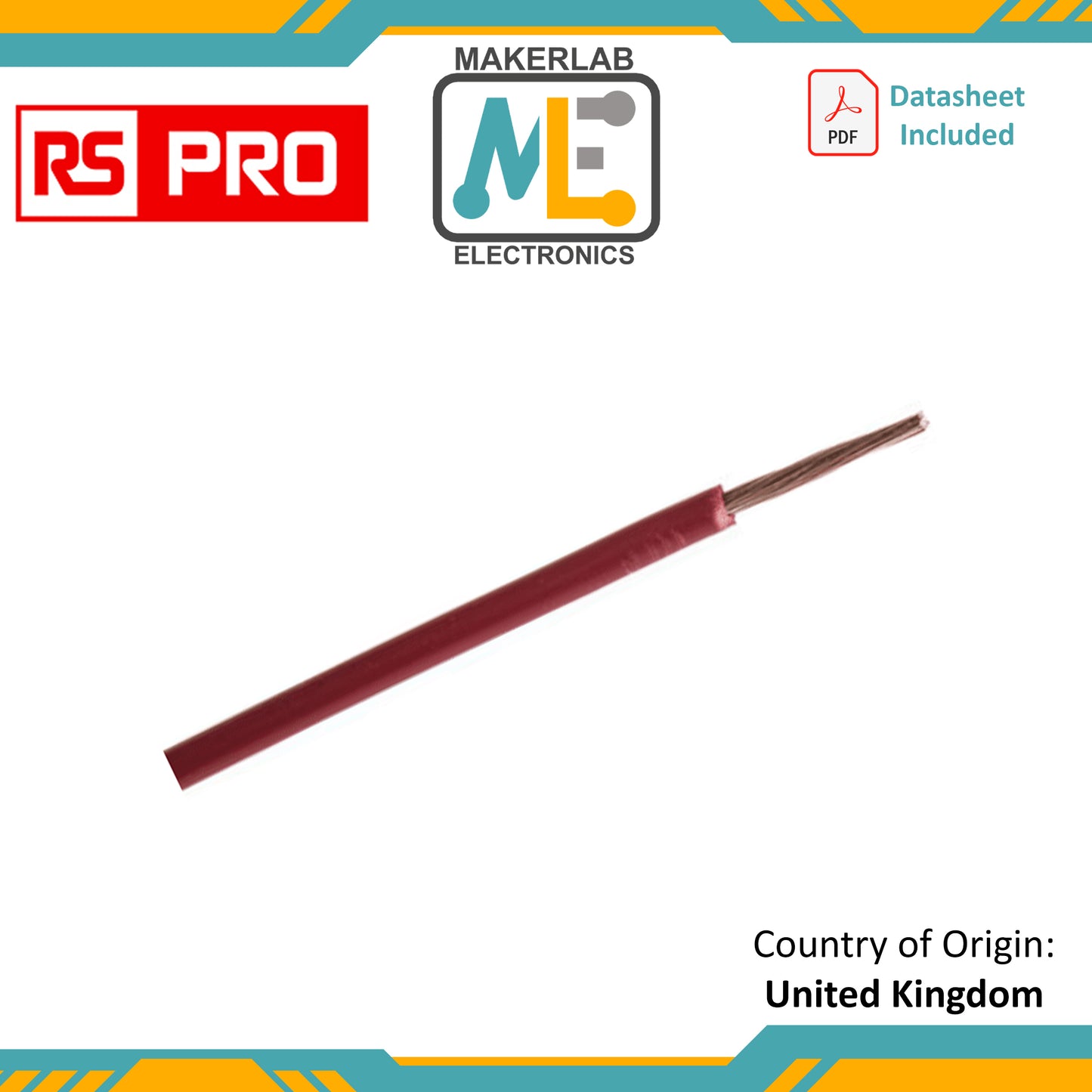 RS PRO Red 6 mm² Tri-rated Cable, 10 AWG, 84/0.3mm, 100m, PVC Insulation