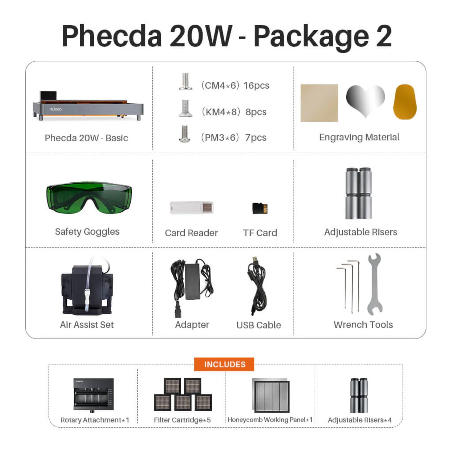 Elegoo Phecda Laser Engraver & Cutter 20W PACKAGE 2