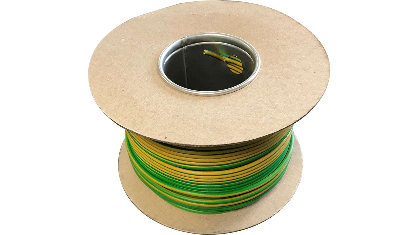 RS PRO Green/Yellow 25 mm² Hook Up Wire, 7/2.14 mm, 1 Reel of 100m | 185-3968