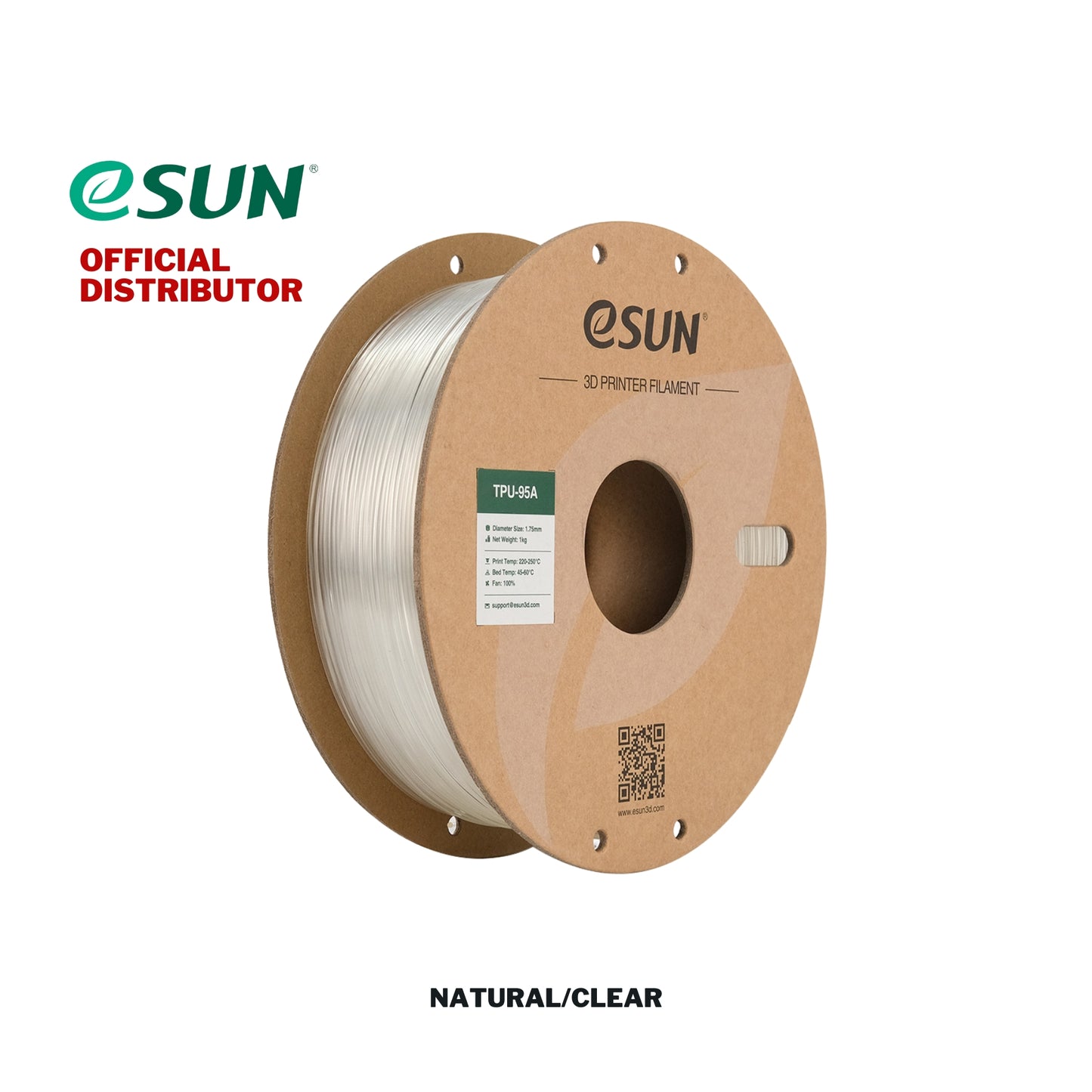 eSUN TPU 95A Transparent / Translucent 3D Printer Filament 1.75mm 1KG