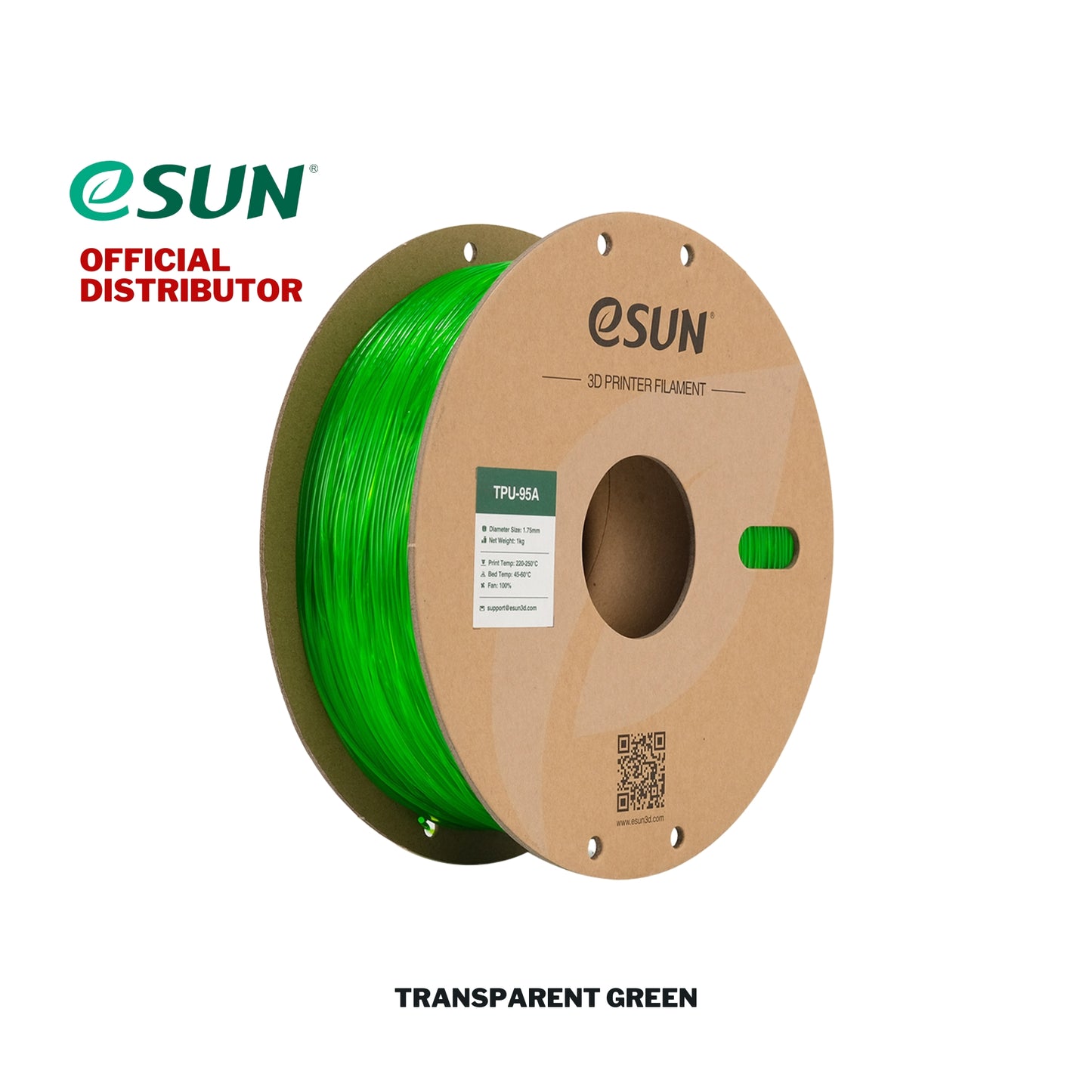 eSUN TPU 95A Transparent / Translucent 3D Printer Filament 1.75mm 1KG